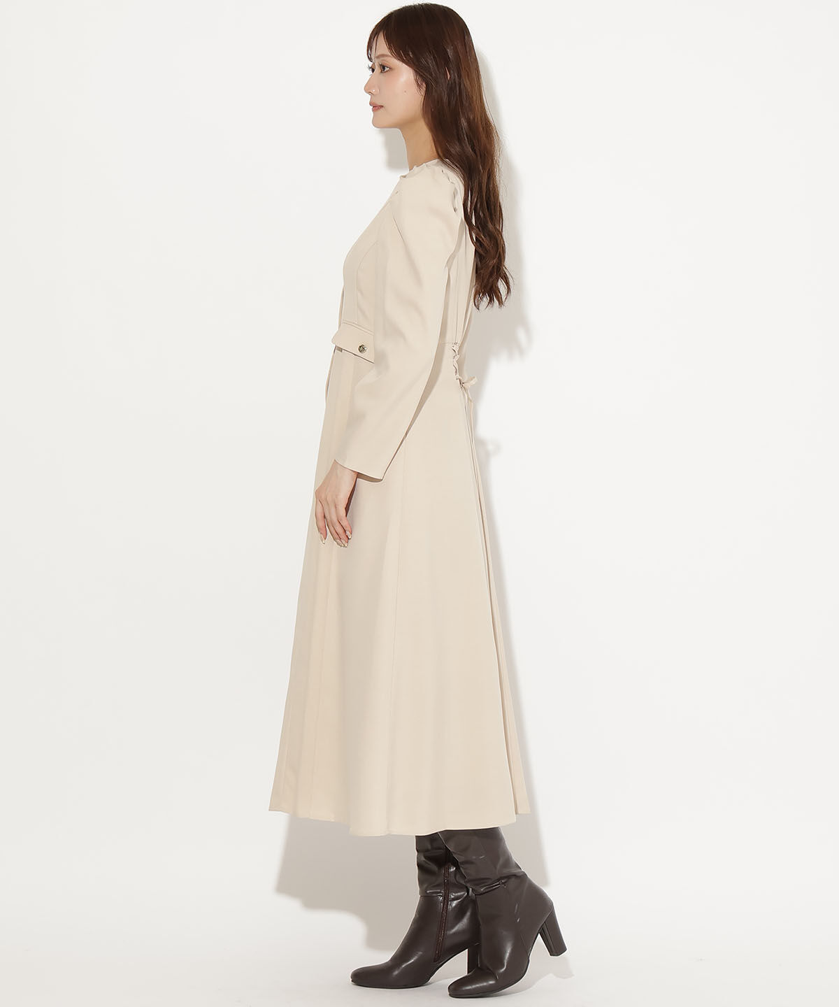アンドクチュール「Vネックパフスリーブワンピース」|ワンピース|
