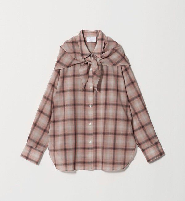UNITED ARROWS「シアー チェック スカーフ ブラウス 」|シャツ・ブラウス|LT.PINK
