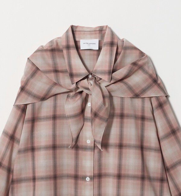 UNITED ARROWS「シアー チェック スカーフ ブラウス 」|シャツ・ブラウス|