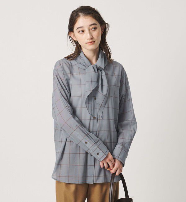 UNITED ARROWS「シアー チェック スカーフ ブラウス 」|シャツ・ブラウス|