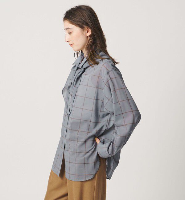UNITED ARROWS「シアー チェック スカーフ ブラウス 」|シャツ・ブラウス|