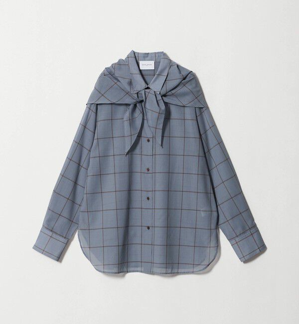 UNITED ARROWS「シアー チェック スカーフ ブラウス 」|シャツ・ブラウス|