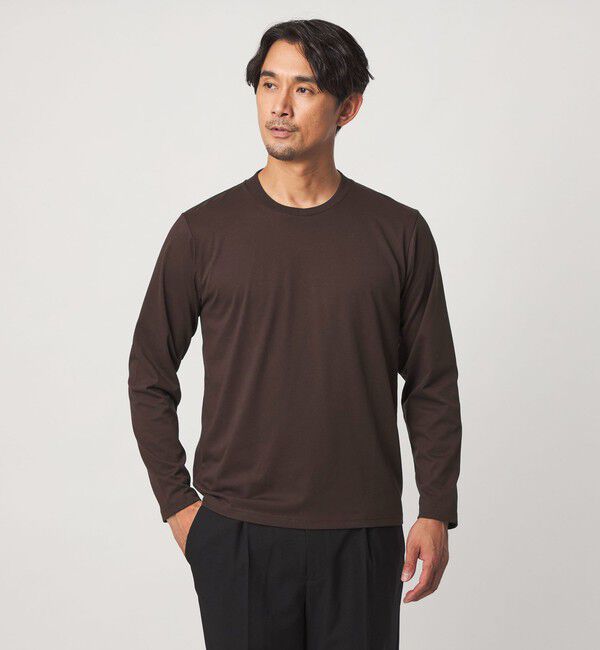 UNITED ARROWS green label relaxing「【WEB限定】JUST fit ジャケイン クルーネック 長袖 Tシャツ -吸水速乾・抗菌-」|Tシャツ・カットソー|DK.BROWN