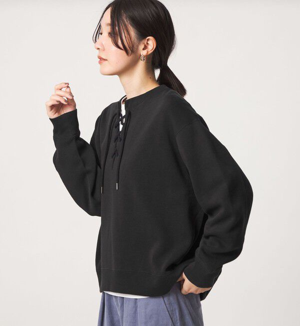 UNITED ARROWS green label relaxing「【WEB限定】＜at ease＞ダブルフェイス レースアップ プルオーバー カットソー」|Tシャツ・カットソー|