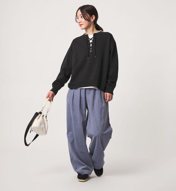 UNITED ARROWS green label relaxing「【WEB限定】＜at ease＞ダブルフェイス レースアップ プルオーバー カットソー」|Tシャツ・カットソー|