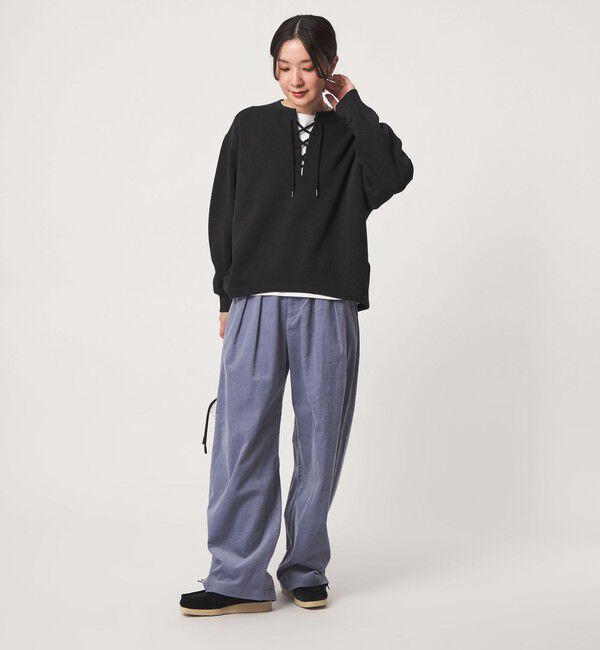 UNITED ARROWS green label relaxing「【WEB限定】＜at ease＞ダブルフェイス レースアップ プルオーバー カットソー」|Tシャツ・カットソー|