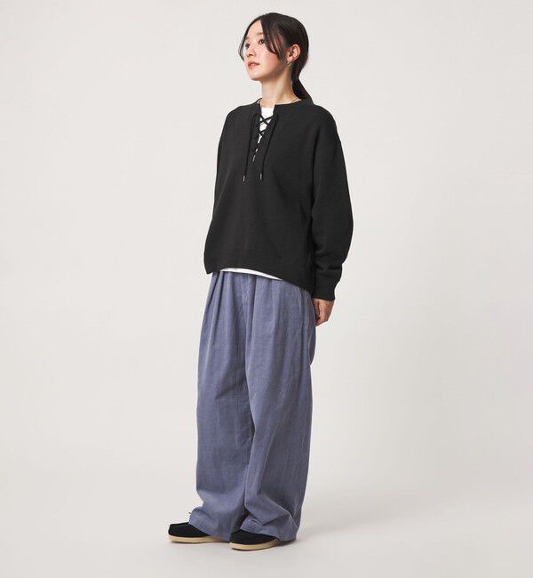 UNITED ARROWS green label relaxing「【WEB限定】＜at ease＞ダブルフェイス レースアップ プルオーバー カットソー」|Tシャツ・カットソー|