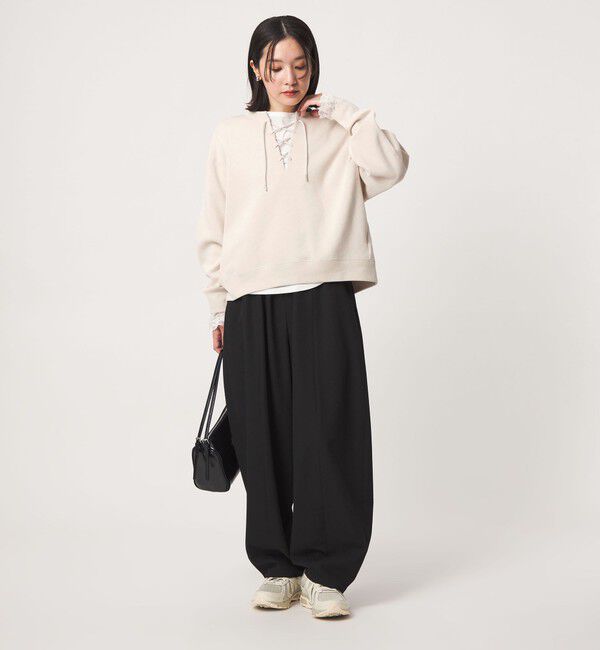 UNITED ARROWS green label relaxing「【WEB限定】＜at ease＞ダブルフェイス レースアップ プルオーバー カットソー」|Tシャツ・カットソー|