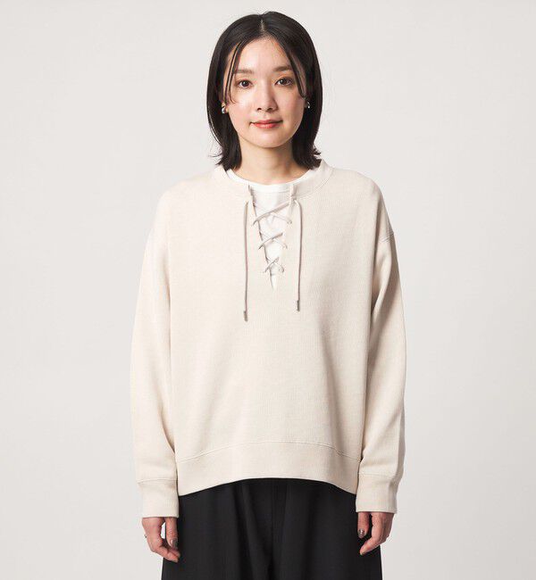 UNITED ARROWS green label relaxing「【WEB限定】＜at ease＞ダブルフェイス レースアップ プルオーバー カットソー」|Tシャツ・カットソー|