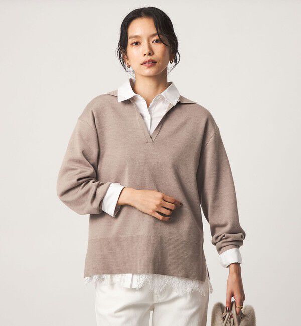 UNITED ARROWS green label relaxing「［size SHORTあり］ウール スムース スキッパー プルオーバー ウォッシャブル」|ニット・セーター|