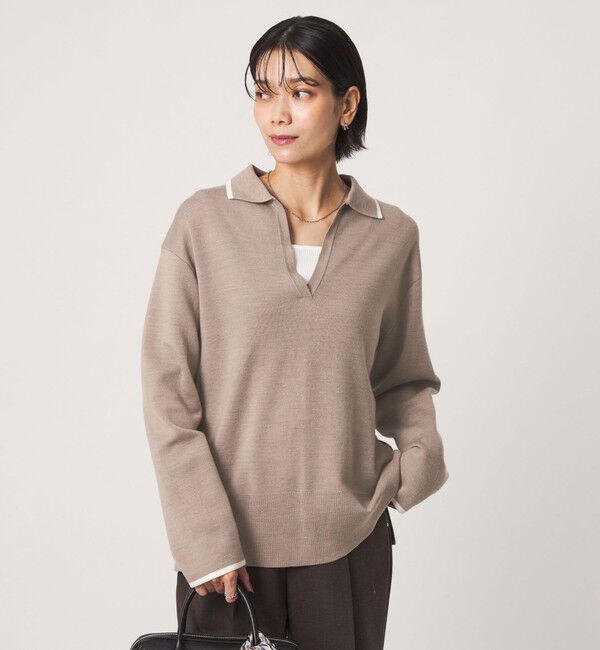 UNITED ARROWS green label relaxing「［size SHORTあり］ウール スムース スキッパー プルオーバー ウォッシャブル」|ニット・セーター|