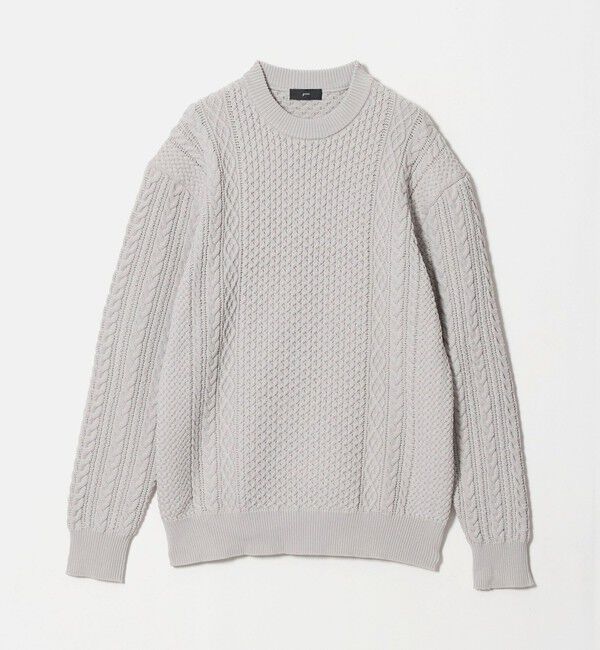 UNITED ARROWS green label relaxing「＜GIM＞アラン 7G クルーネック ニット」|ニット・セーター|LT.GRAY