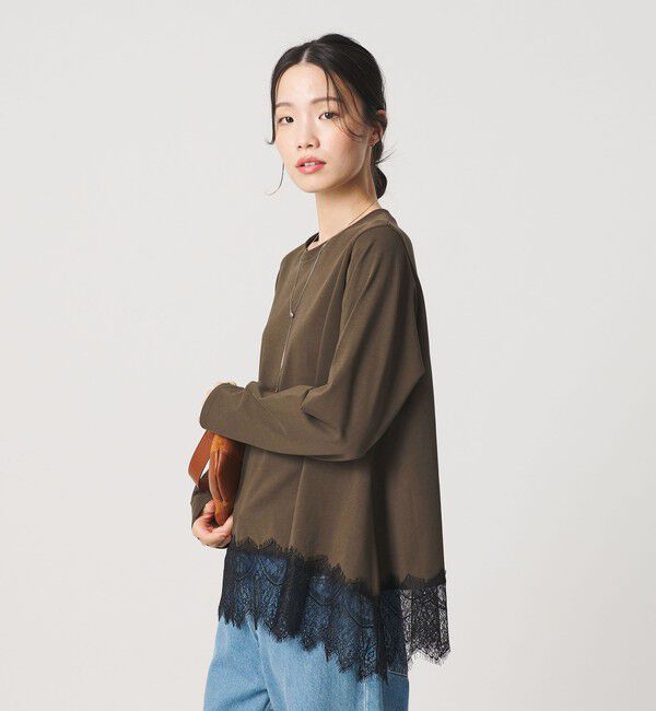BEAUTY&YOUTH UNITED ARROWS「レースコンビ ロングスリーブ カットソー」|Tシャツ・カットソー|DK.BROWN