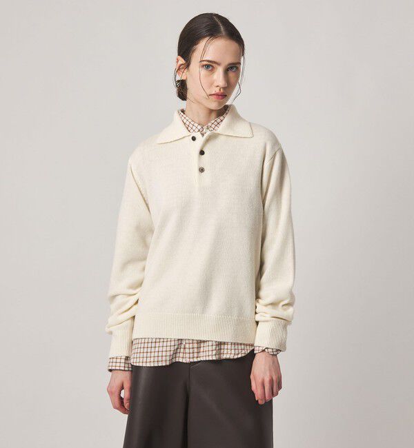 STEVEN ALAN「＜Steven Alan＞ウール カシミヤ ポロカラー ニット」|ニット・セーター|OFF WHITE