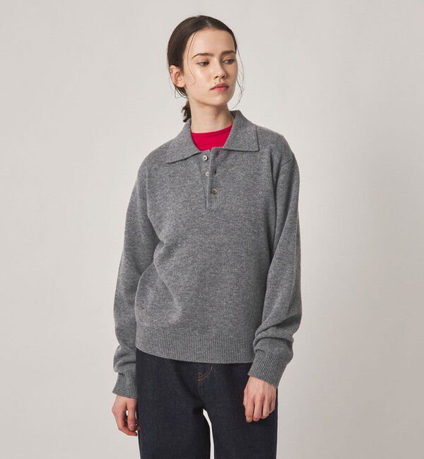 STEVEN ALAN「＜Steven Alan＞ウール カシミヤ ポロカラー ニット」|ニット・セーター|MD.GRAY