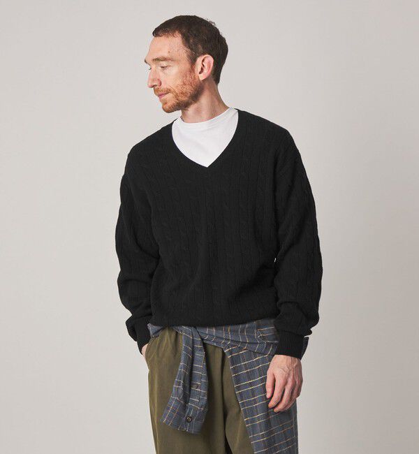 STEVEN ALAN「＜Steven Alan＞ オーストラリアンラムズウール ケーブル Vネック ニット」|ニット・セーター|