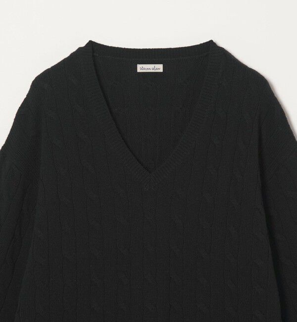 STEVEN ALAN「＜Steven Alan＞ オーストラリアンラムズウール ケーブル Vネック ニット」|ニット・セーター|