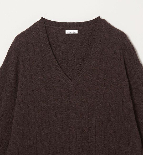 STEVEN ALAN「＜Steven Alan＞ オーストラリアンラムズウール ケーブル Vネック ニット」|ニット・セーター|