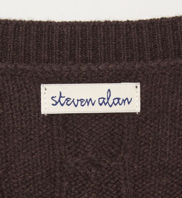 STEVEN ALAN「＜Steven Alan＞ オーストラリアンラムズウール ケーブル Vネック ニット」|ニット・セーター|