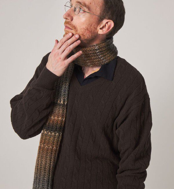 STEVEN ALAN「＜Steven Alan＞ オーストラリアンラムズウール ケーブル Vネック ニット」|ニット・セーター|
