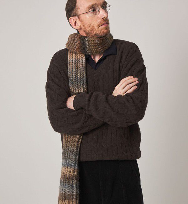 STEVEN ALAN「＜Steven Alan＞ オーストラリアンラムズウール ケーブル Vネック ニット」|ニット・セーター|