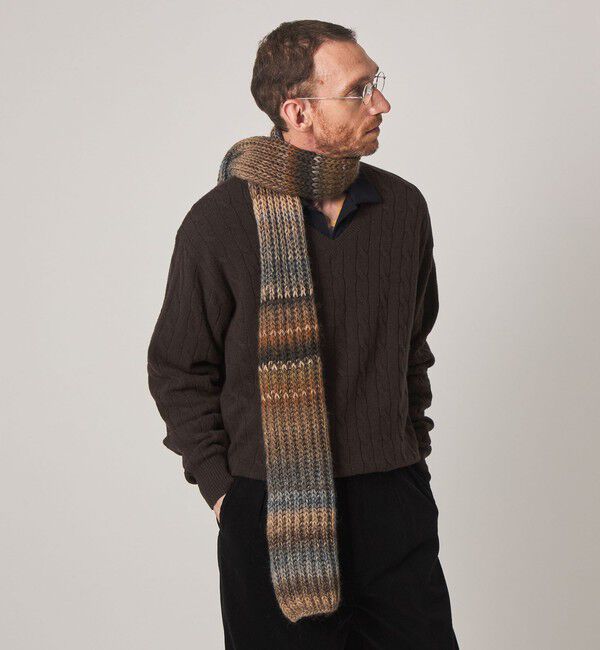 STEVEN ALAN「＜Steven Alan＞ オーストラリアンラムズウール ケーブル Vネック ニット」|ニット・セーター|