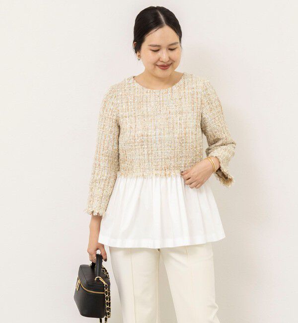 NOLLEY'S sophi「【WEB＆一部店舗限定アイテム】シャイニーツイードペプラムプルオーバー」|シャツ・ブラウス|