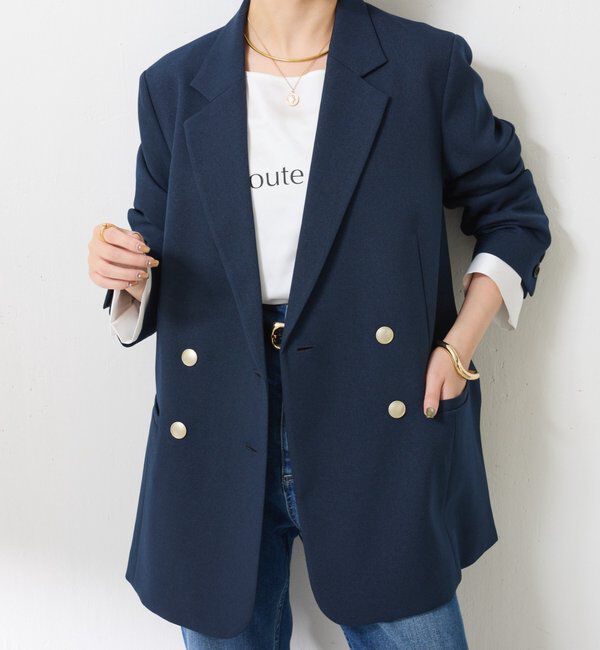  「【リバイバル】ウールライクダブルジャケット／カセット服」|テーラードジャケット|ネイビー