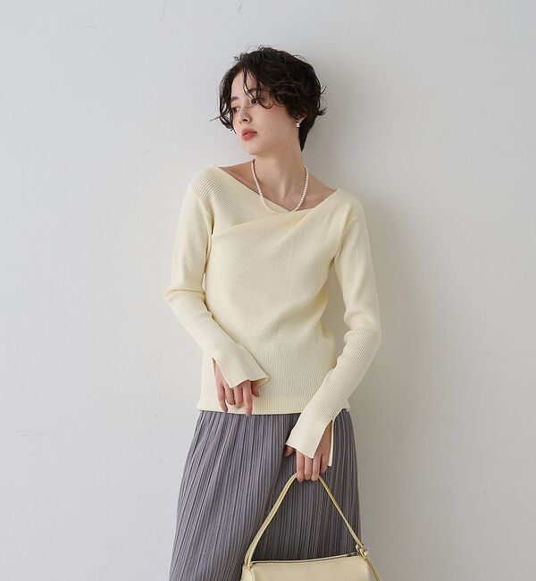 Rouge vif「【一部店舗限定】ドレープスリットスリーブリブニット」|ニット・セーター|