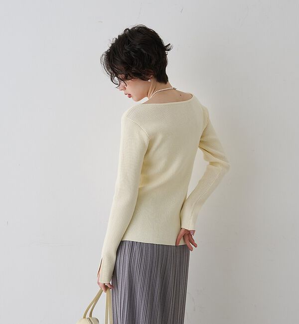 Rouge vif「【一部店舗限定】ドレープスリットスリーブリブニット」|ニット・セーター|