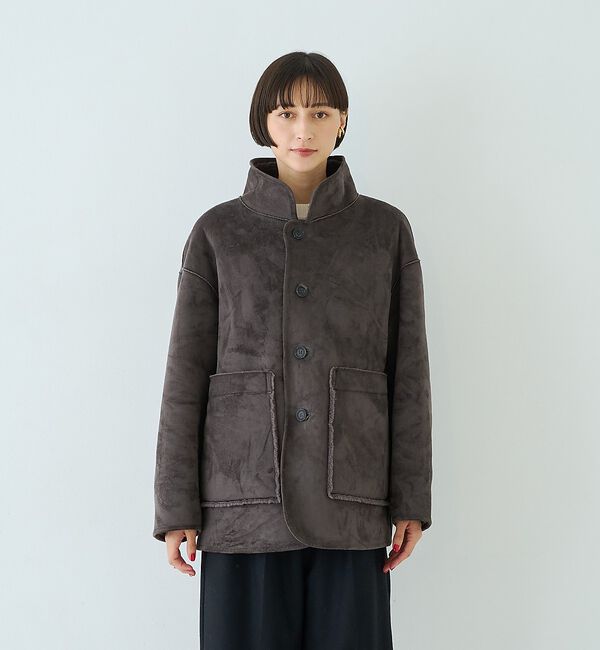 Rouge vif「【2サイズ展開】2WAYスタンドカラースエードライクリバーシブルボアコート」|その他|