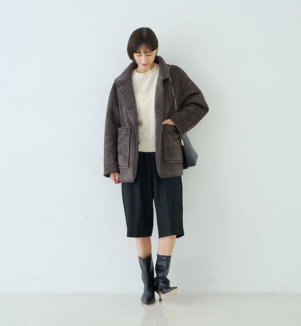 Rouge vif「【2サイズ展開】2WAYスタンドカラースエードライクリバーシブルボアコート」|その他|