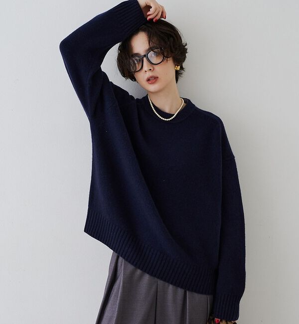 Rouge vif「クィーンズタウンウールクルーネックニットプルオーバー」|ニット・セーター|ネイビー