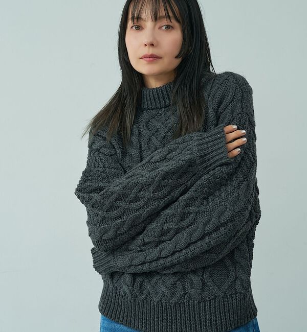abahouse mavie「【ベッキーコラボ】ケーブル編みニット」|ニット・セーター|チャコールグレー