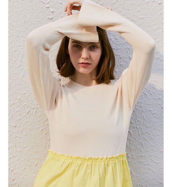 LOULOU WILLOUGHBY「【LOULOU WILLOUGHBY】タフタティアードニットワンピース」|ワンピース|