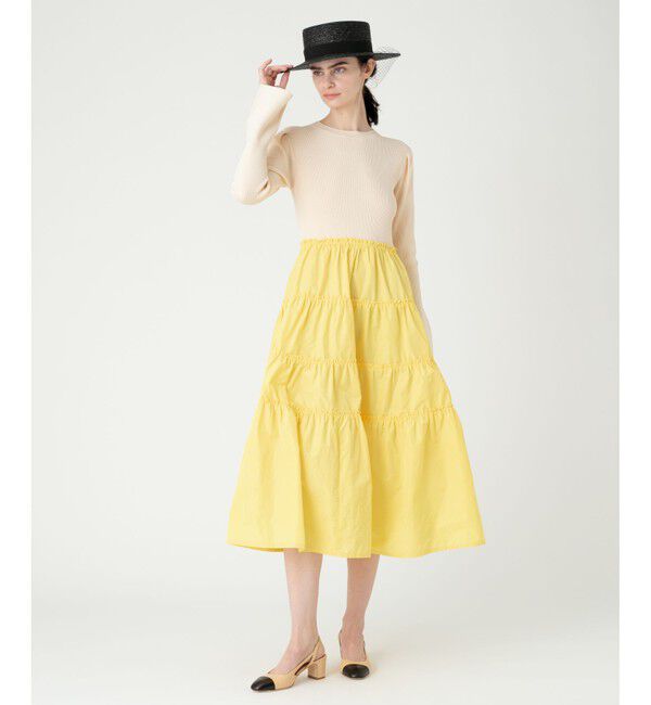 LOULOU WILLOUGHBY「【LOULOU WILLOUGHBY】タフタティアードニットワンピース」|ワンピース|