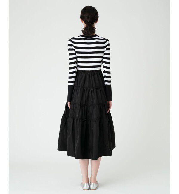 LOULOU WILLOUGHBY「【LOULOU WILLOUGHBY】タフタティアードニットワンピース」|ワンピース|