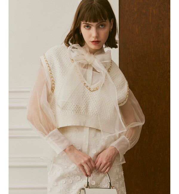LOULOU WILLOUGHBY「《ドラマ着用》【LOULOU WILLOUGHBY】シルキーリボンブラウス」|シャツ・ブラウス|