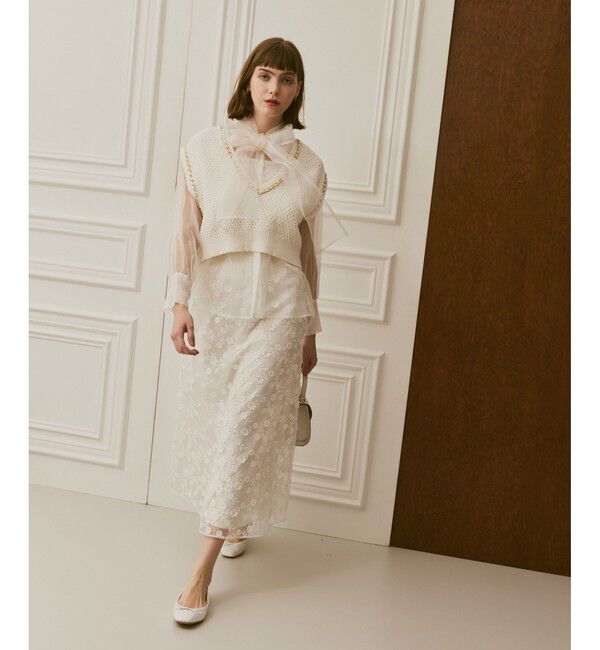 LOULOU WILLOUGHBY「《ドラマ着用》【LOULOU WILLOUGHBY】シルキーリボンブラウス」|シャツ・ブラウス|