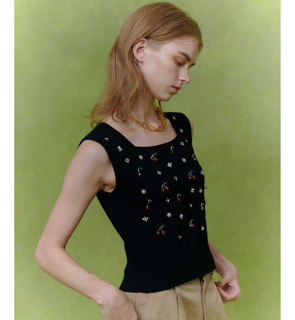 LOULOU WILLOUGHBY「【LOULOU WILLOUGHBY】CHERRYビジュータンク」|ニット・セーター|