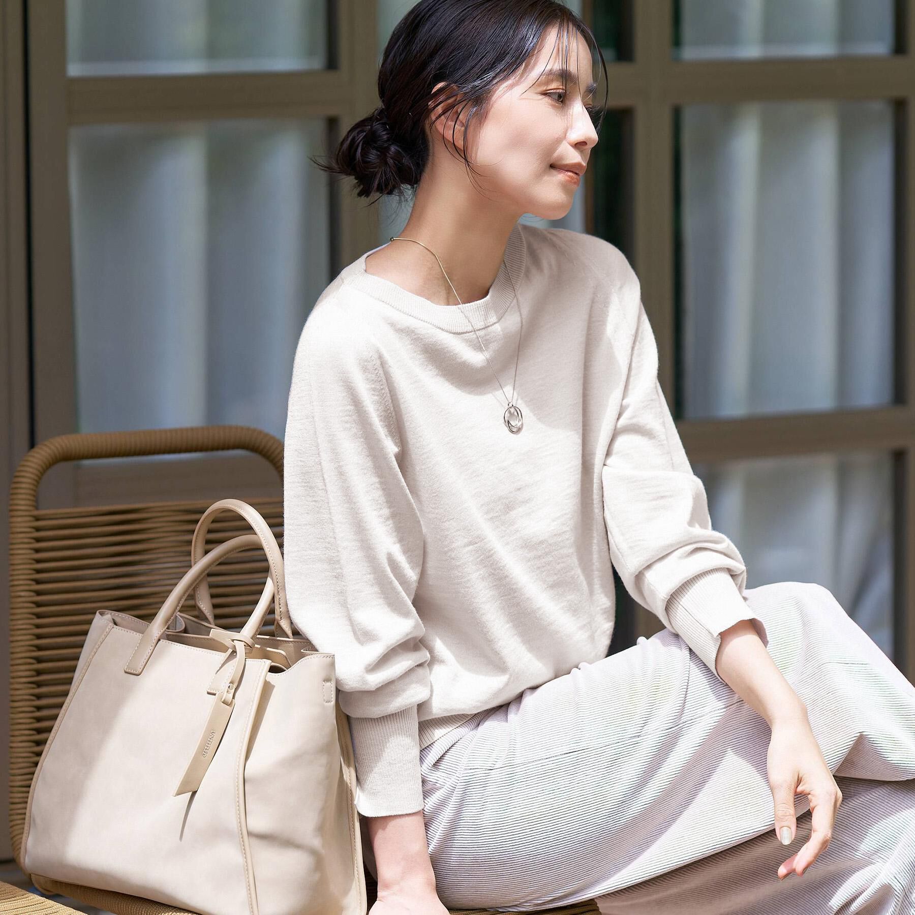 UNTITLED「【アンサンブル可能/オンオフ使える】シルクウールカシミヤプルオーバー」|ニット・セーター|グレージュ(050)