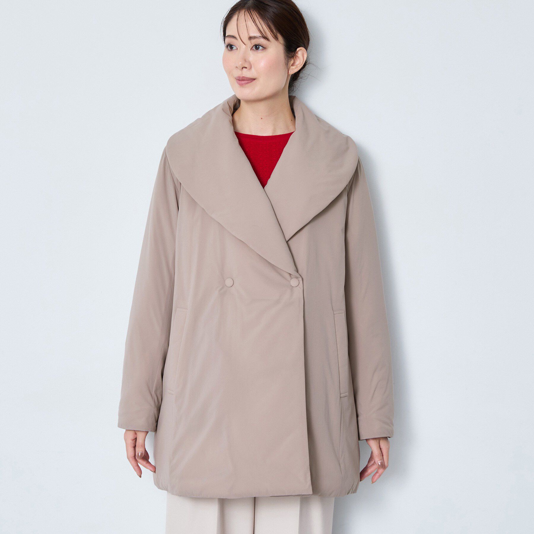 Reflect「【手洗い／撥水／保湿】ショールカラー 中綿入りコート」|チェスターコート|