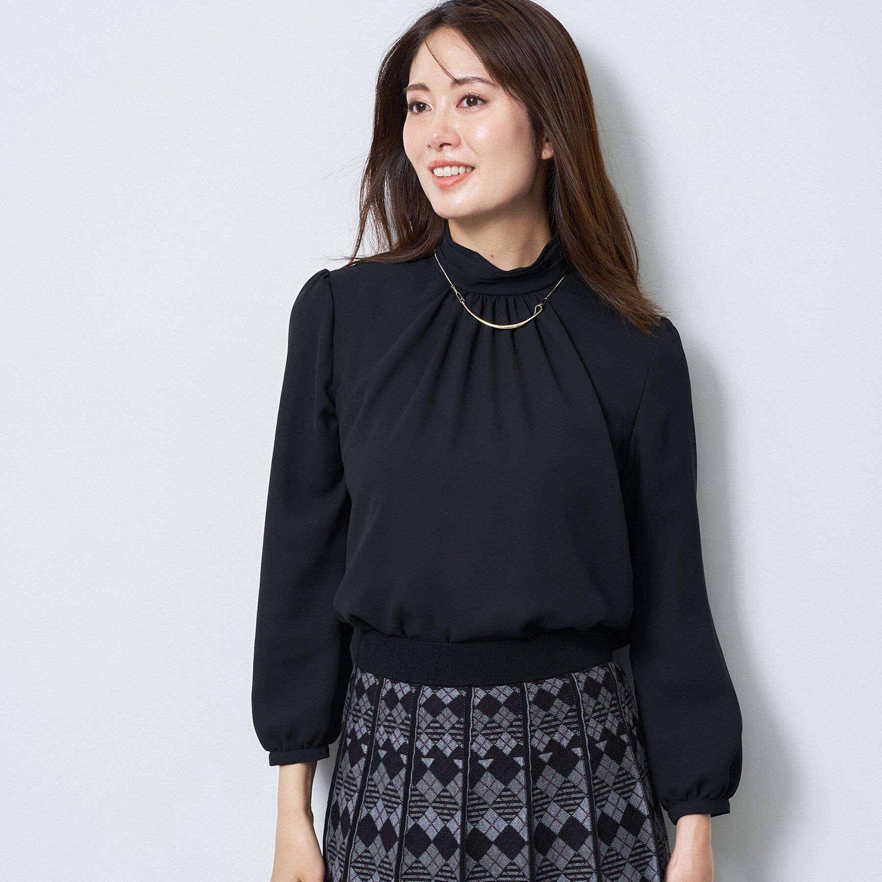 Reflect「【SS-4Lサイズ／通勤／セレモニー】プチハイネック シフォンブラウス」|シャツ・ブラウス|