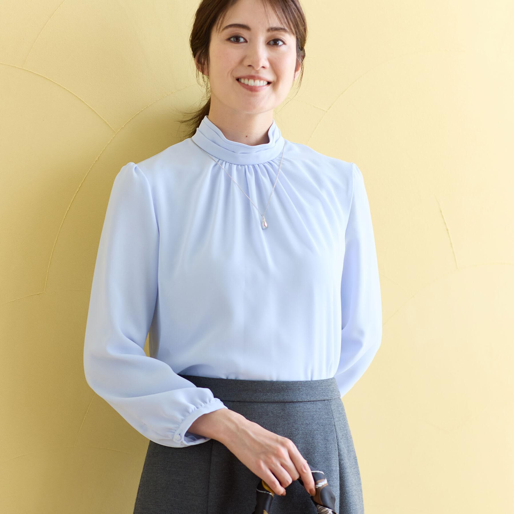 Reflect「【SS-4Lサイズ／通勤／セレモニー】プチハイネック シフォンブラウス」|シャツ・ブラウス|