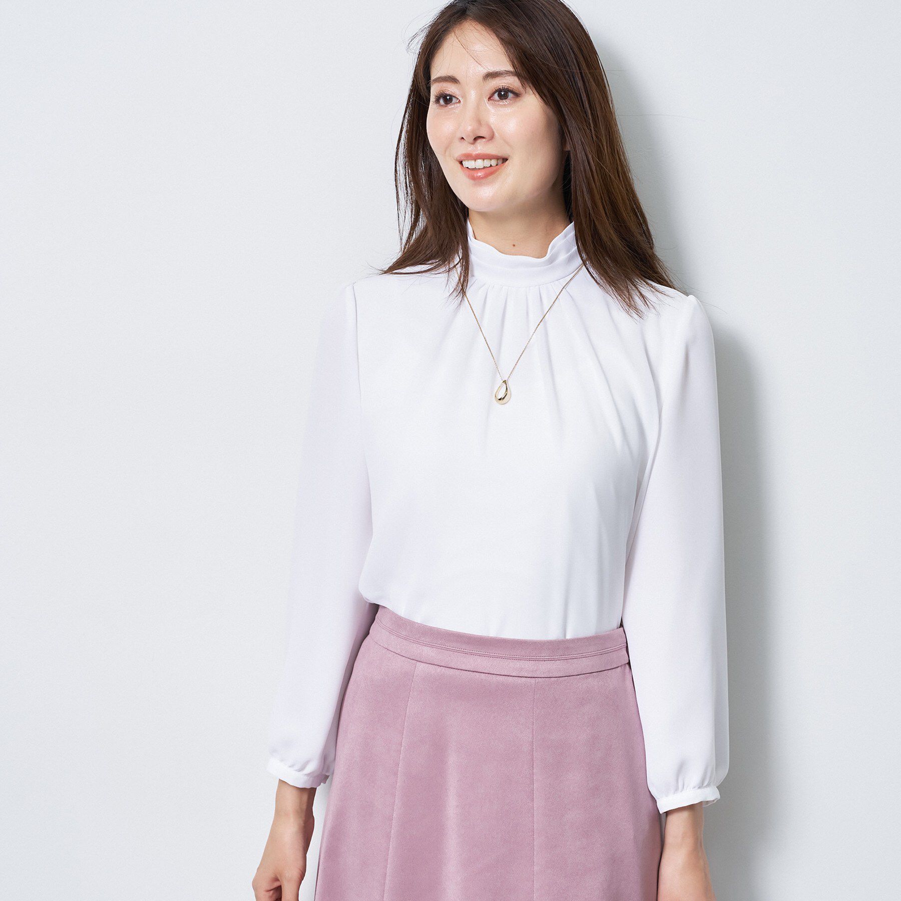Reflect「【SS-4Lサイズ／通勤／セレモニー】プチハイネック シフォンブラウス」|シャツ・ブラウス|