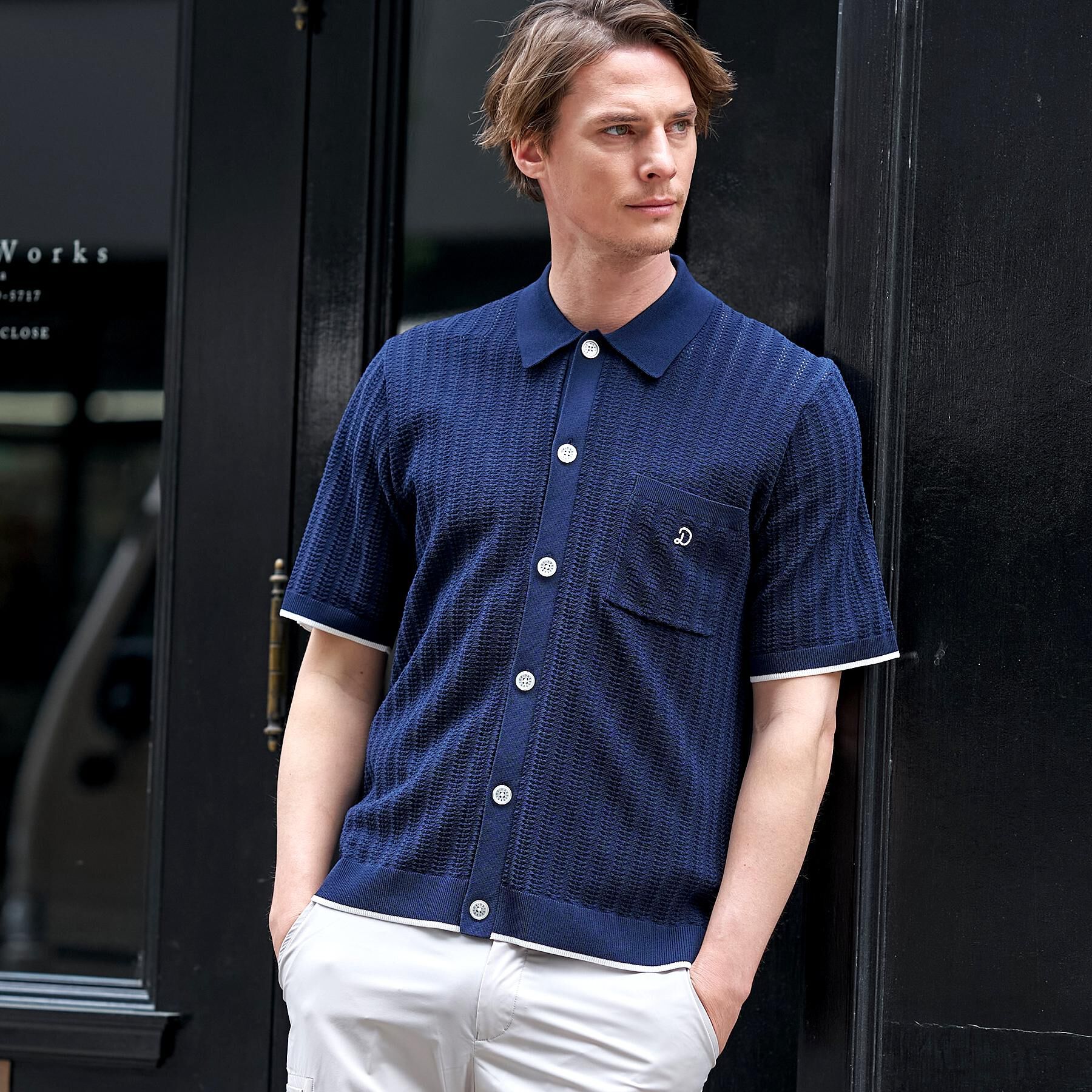 DRESSTERIOR「【Safari5月号掲載】ウォッシャブル キューバニットシャツ」|ニット・セーター|