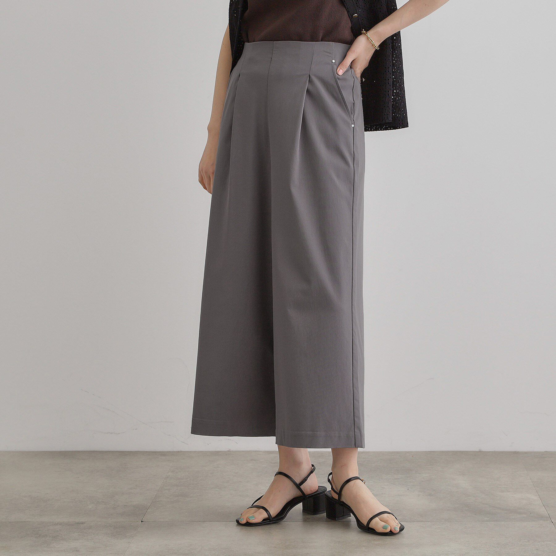 grove「サマーハイパーストレッチワイドパンツ」|その他|チャコールグレー(0