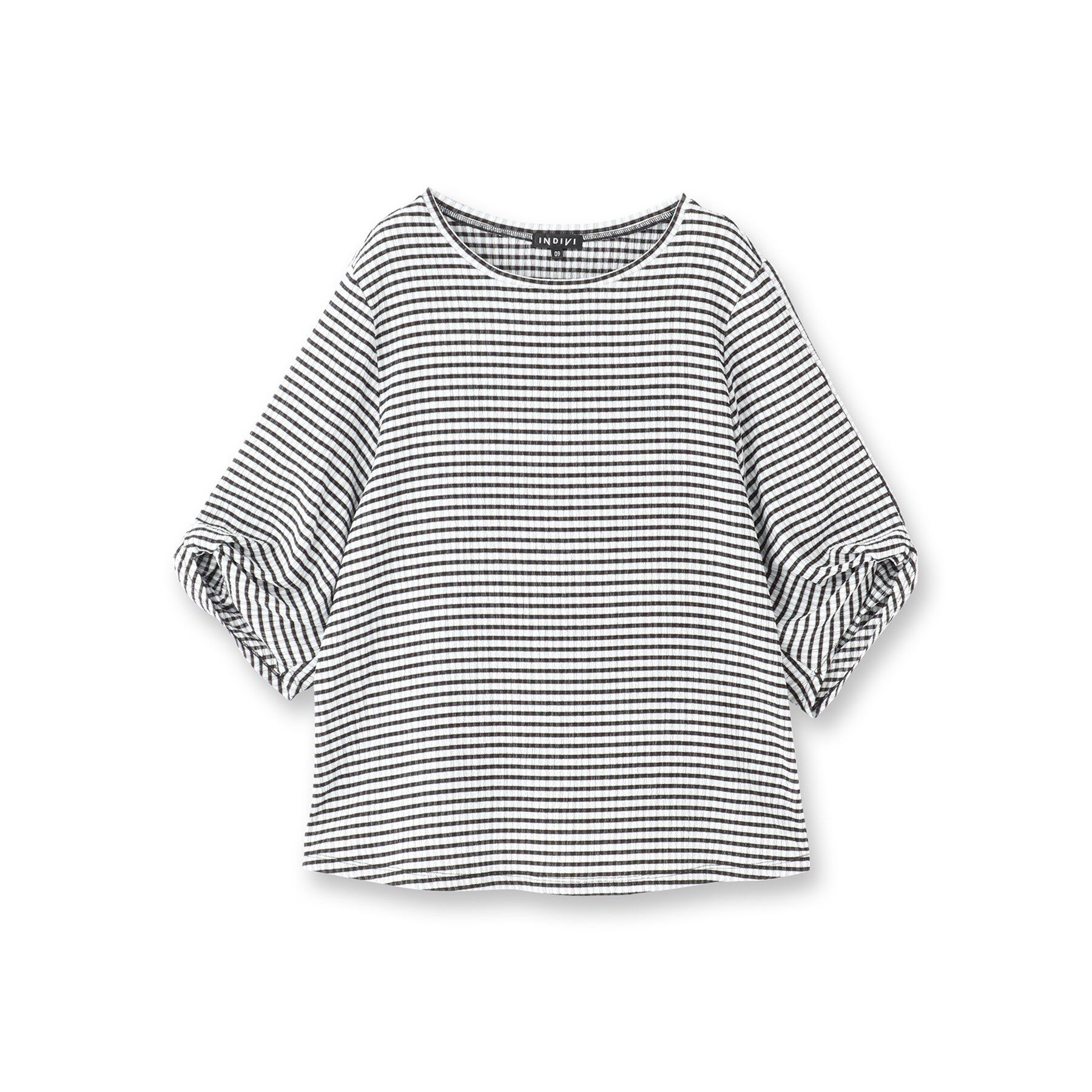 INDIVI「【UVケア／吸汗速乾】凹凸素材ねじり袖トップス」|Tシャツ・カットソー|