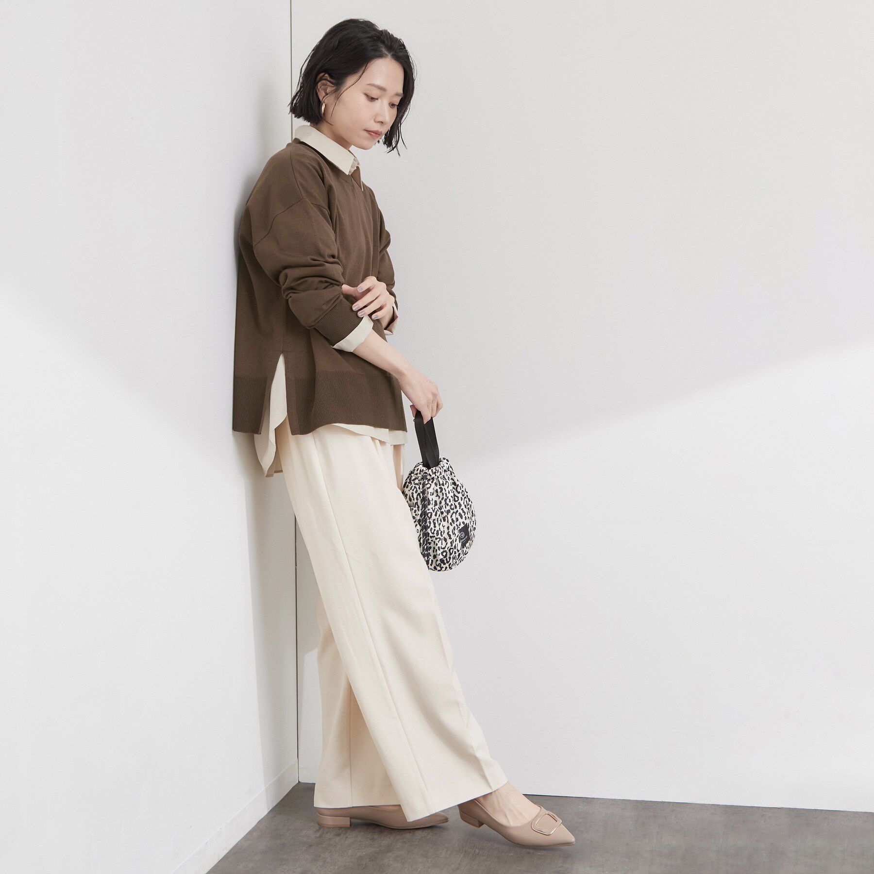 OPAQUE.CLIP「◆《着丈選べる》美形シルエット 裏起毛ストレッチイージーワイドパンツ【S～LL／蓄熱素材／洗濯機OK」|その他|
