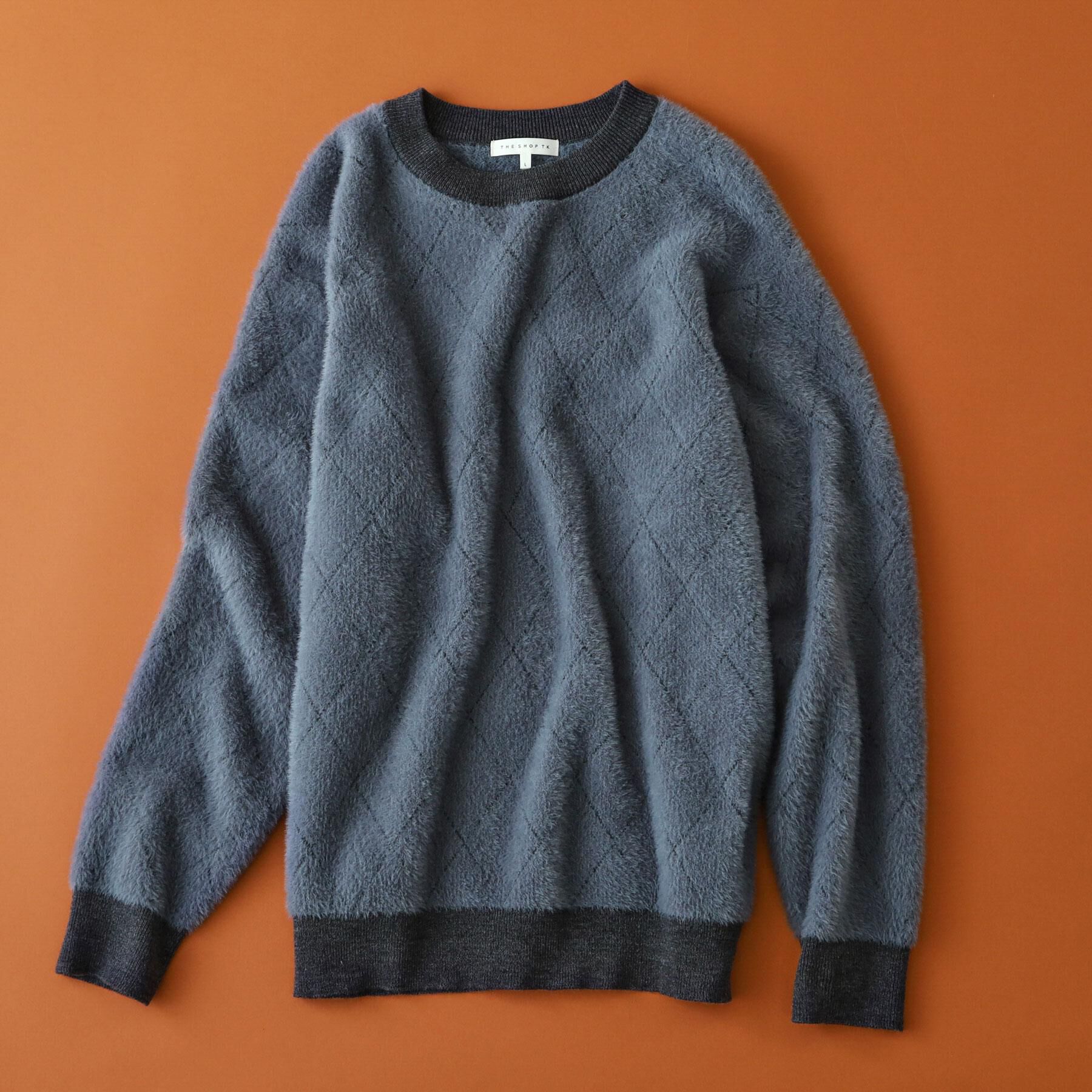 THE SHOP TK「【ふんわり心地いい肌触り】　ダイヤ柄シャギーニット」|ニット・セーター|